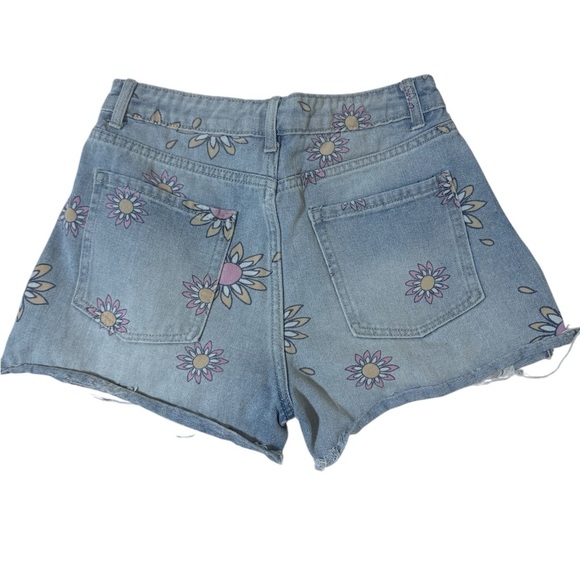 No Boundaries Blue and Purple Jean Shorts with Floral Embroidery - Picture 2 of 4
